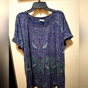 Lucky Brand 2x Paisley blue top